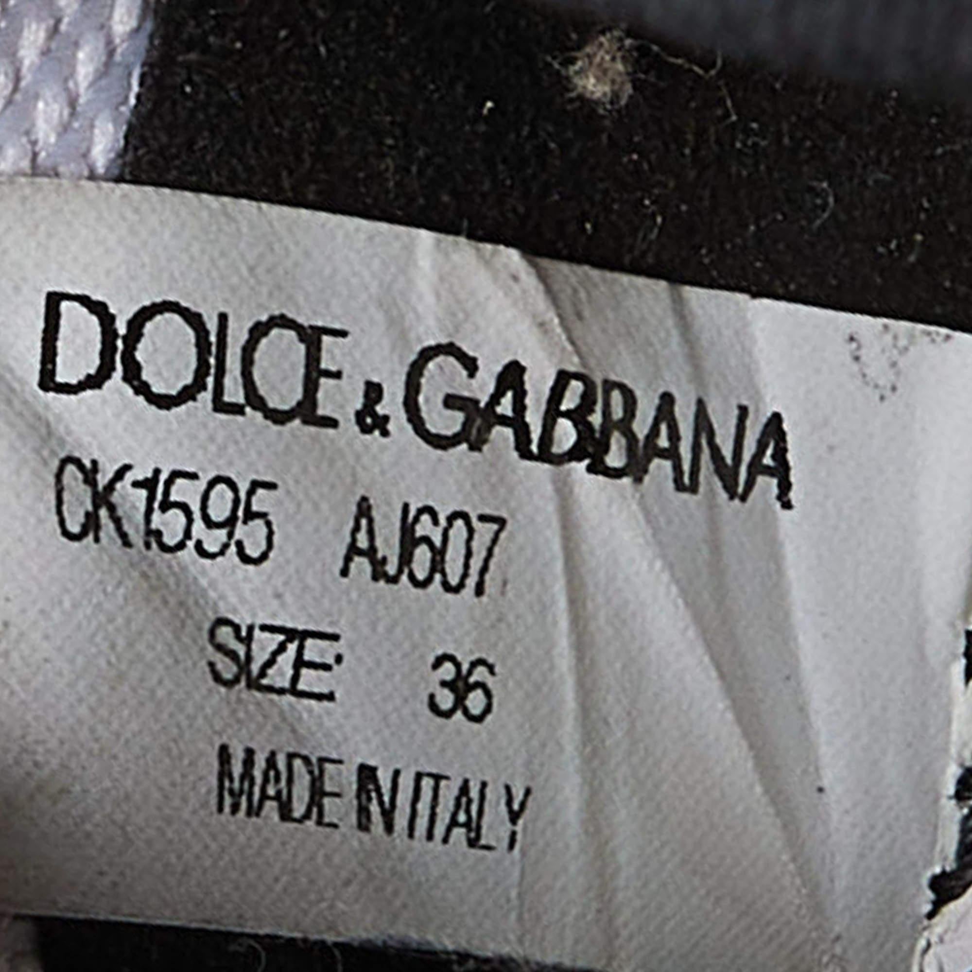 Dolce & Gabbana Black/White Stars Knit Fabric Sorrento Slip-On Sneakers Size 36 In Good Condition In Dubai, Al Qouz 2