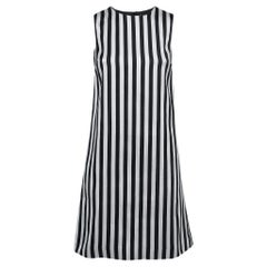 Dolce & Gabbana Black/White Striped Jacquard Cotton Sleeveless Midi Dress XS