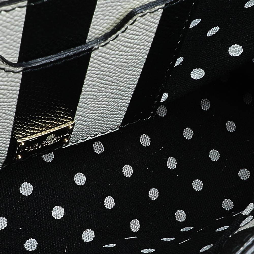 Women's Dolce & Gabbana Black/White Striped Leather Medium Miss Sicily Top Handle Bag