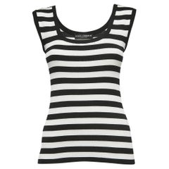 Dolce & Gabbana Black/White Striped Silk Knit Tank Top S