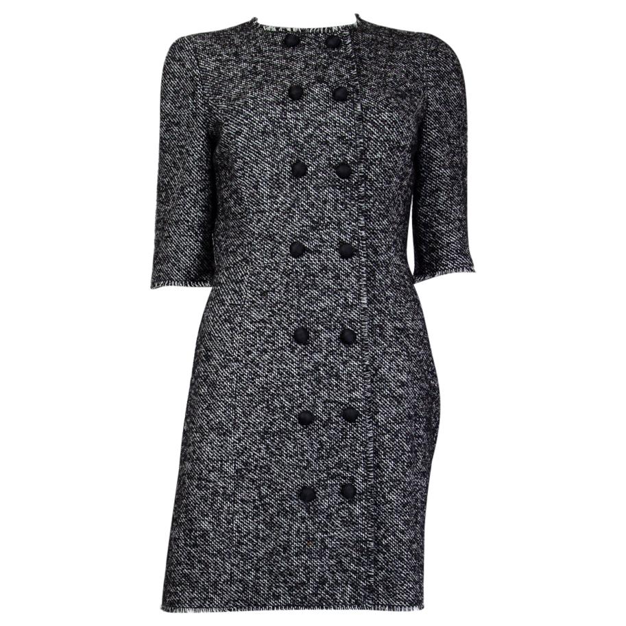 DOLCE & GABBANA black & white TWEED Double Breasted Dress 42