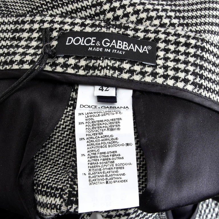 Dolce & Gabbana Gray Houndstooth Straight Dress Trouser Pants