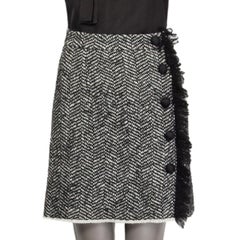 DOLCE & GABBANA black & white wool Side-Fringe Tweed Skirt 40 S