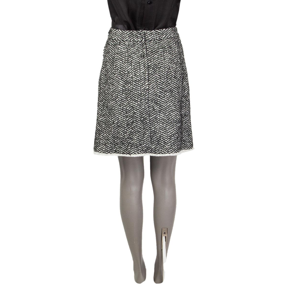 black and white tweed skirt