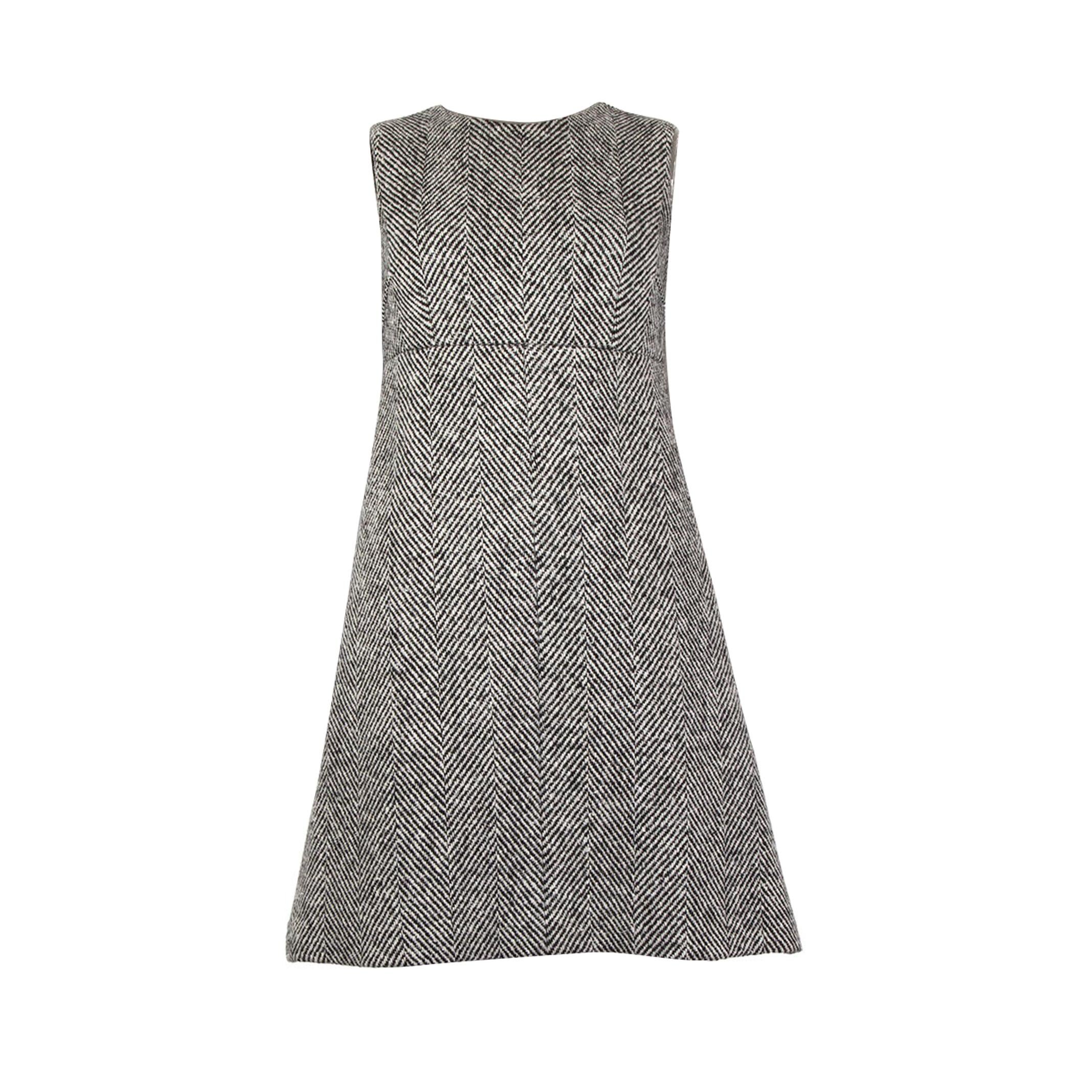 DOLCE & GABBANA black & white wool TWEED Tent Dress 40