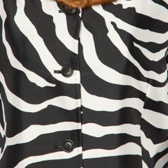 Dolce & Gabbana Black & White Zebra Printed Silk Satin Coat & Pants L/S