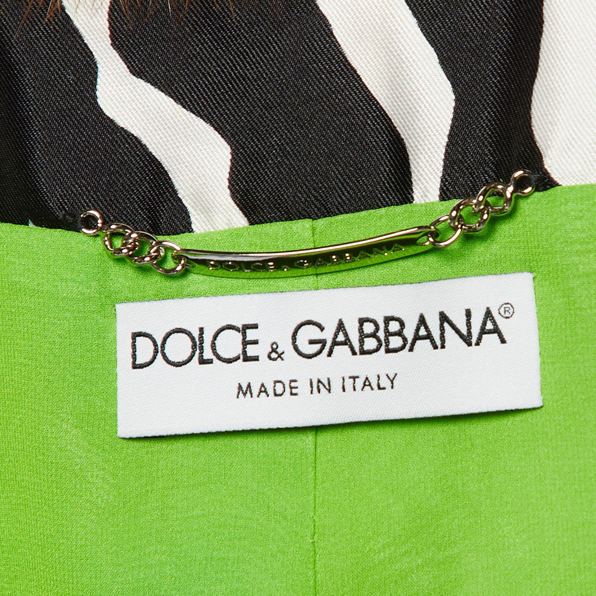 Dolce & Gabbana Black & White Zebra Printed Silk Satin Coat & Pants L/S In Good Condition In Dubai, Al Qouz 2