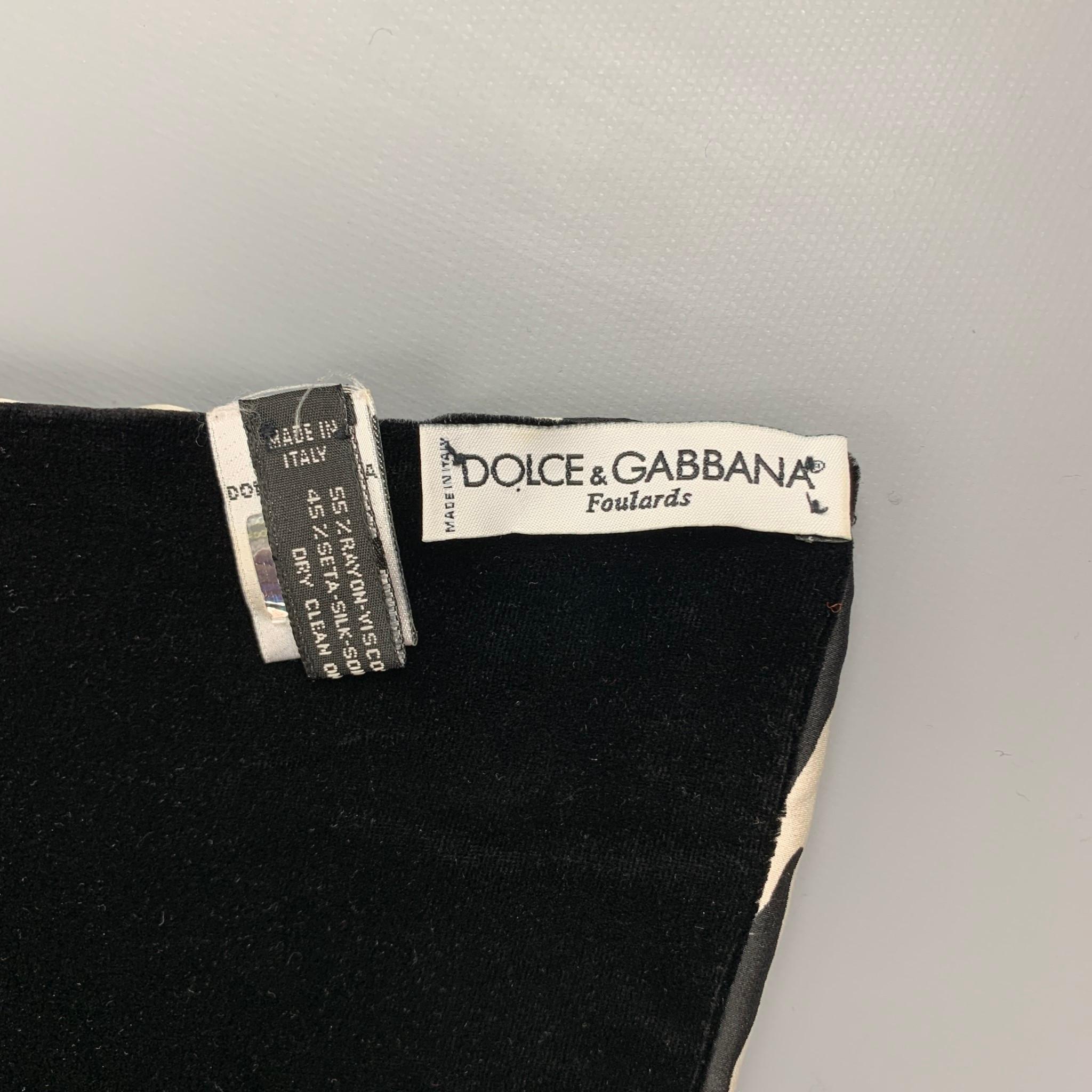 Men's DOLCE & GABBANA Black & White Zebra Rayon Velvet Reversible Scarf