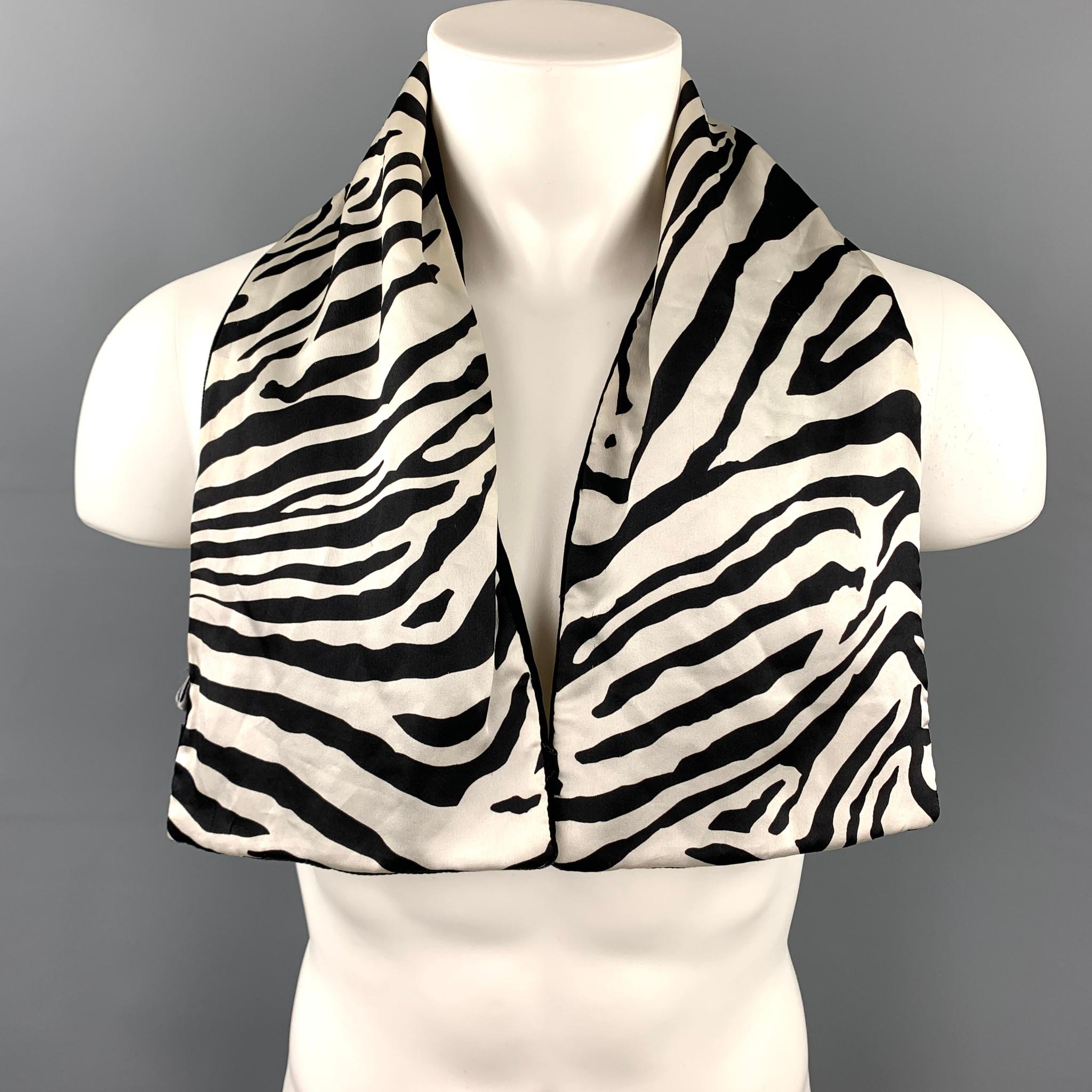 DOLCE & GABBANA Black & White Zebra Rayon Velvet Reversible Scarf 1