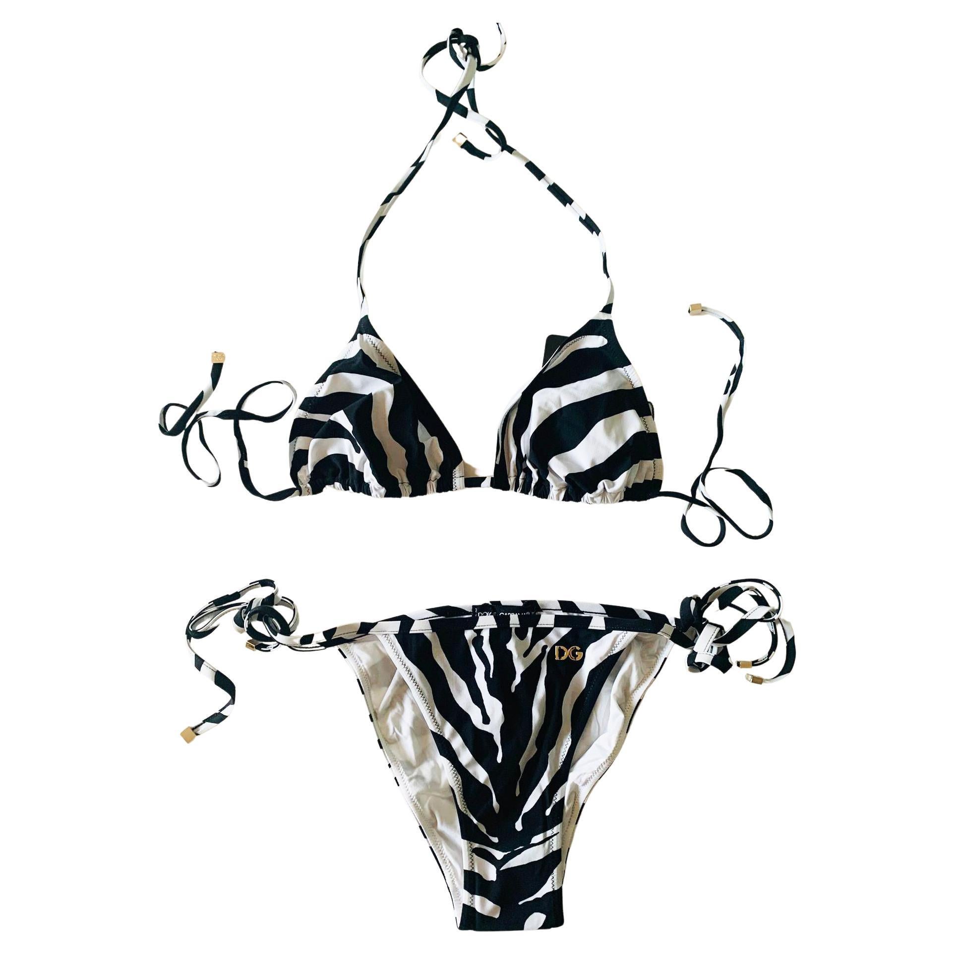 Womens Beachwear and swimwear outfits Dolce & Gabbana Beachwear and swimwear outfits Black Dolce & Gabbana Synthetic Zebra Bikini in White/Black - Save 10% 