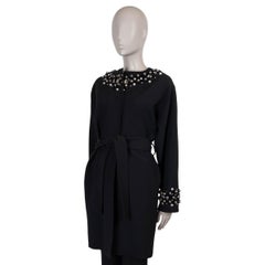 DOLCE & GABBANA black wool 2007 CRYSTAL & BEADS Coat Jacket 42 M