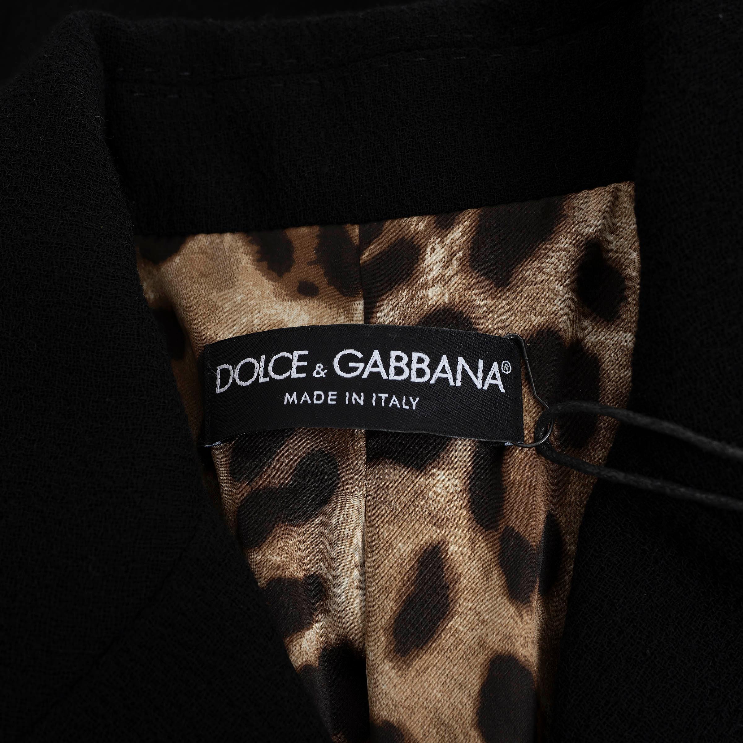 DOLCE & GABBANA giacca blazer in lana nera 2024 a petto singolo 44 L. in vendita 2