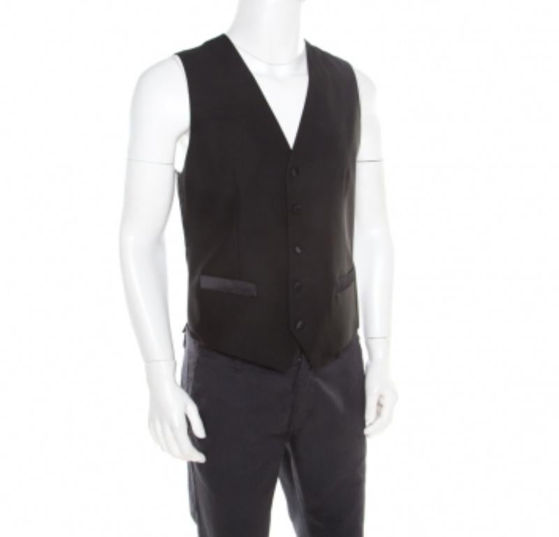 De los hombres Dolce & Gabbana Chaleco a medida de lana y seda negro M en venta