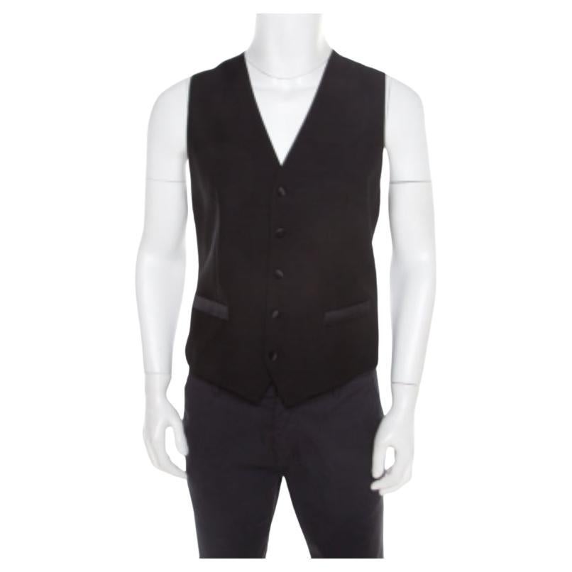 Dolce & Gabbana Chaleco a medida de lana y seda negro M en venta