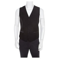 Dolce & Gabbana Black Wool and Silk Tailored Waistcoat M