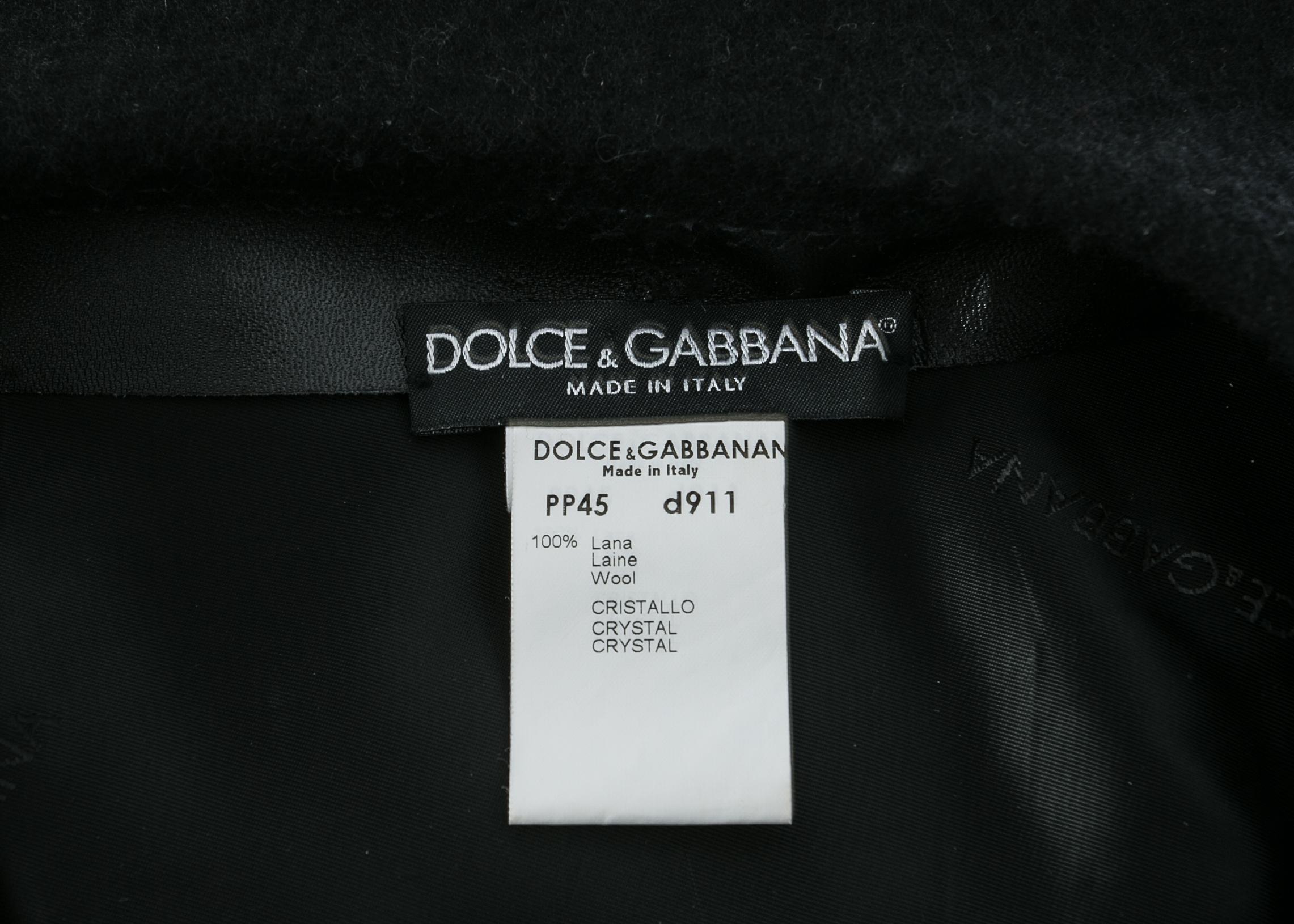 Dolce & Gabbana black wool beret with crystals, A/W 2000 In Excellent Condition For Sale In London, GB