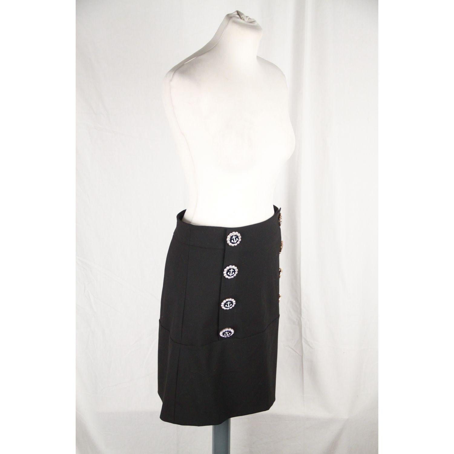 Women's Dolce & Gabbana Black Wool Blend Buttoned Mini Skirt Size 40