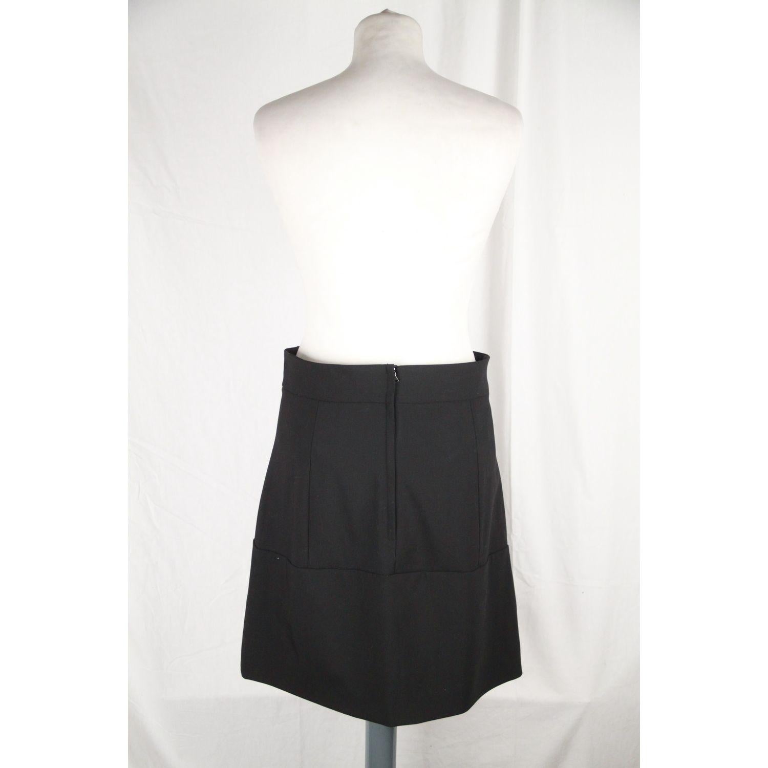 Dolce & Gabbana Black Wool Blend Buttoned Mini Skirt Size 40 1