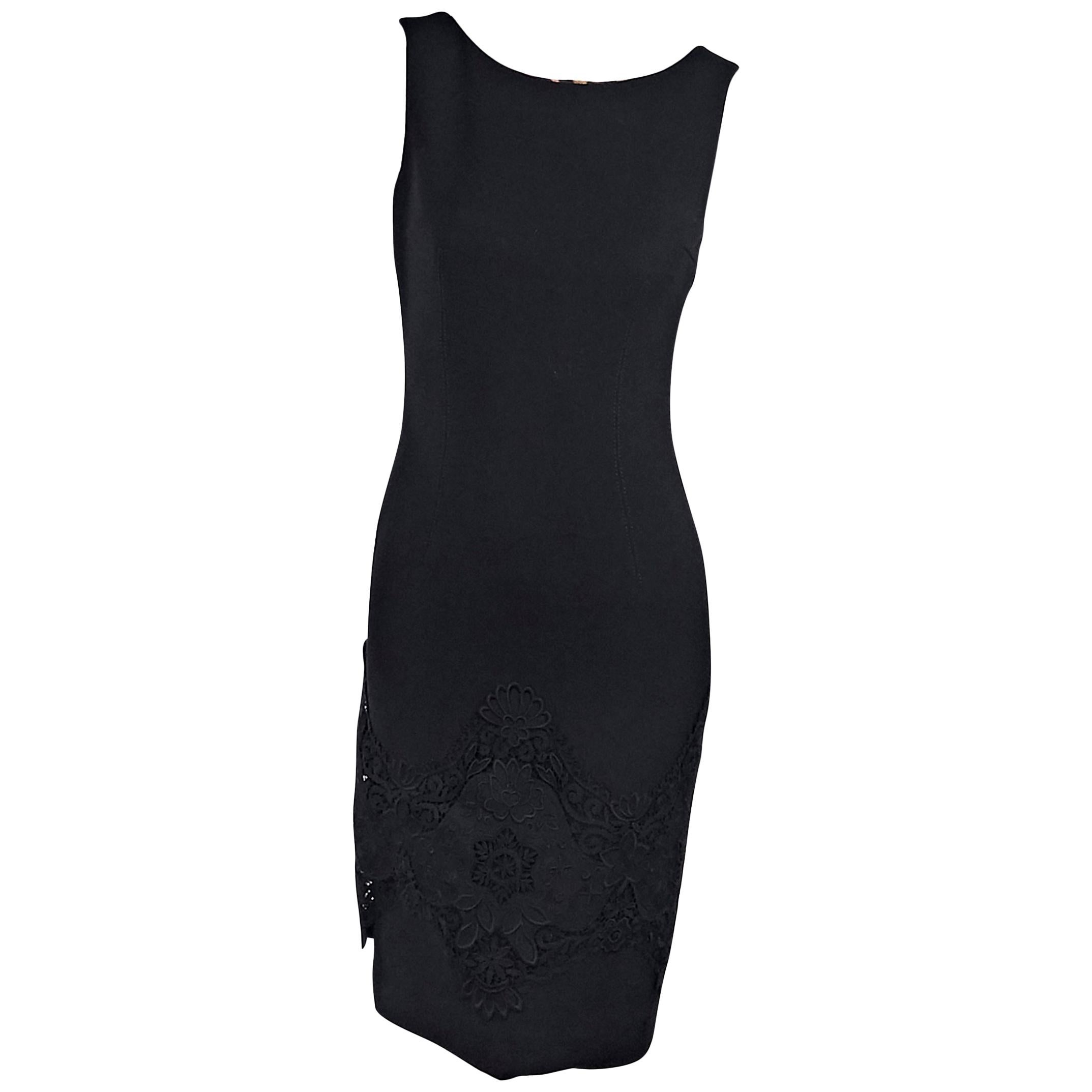 Dolce & Gabbana Black Wool-Blend Sheath Dress