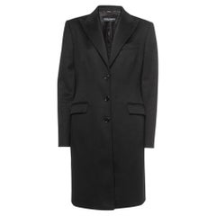 Dolce & Gabbana Black Wool Blend Single Breasted Mid Length Coat M