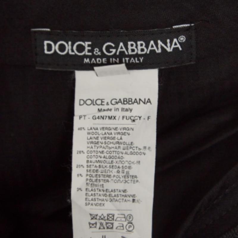 Nero Dolce & Gabbana - Pantaloni slim in misto lana neri M. in vendita