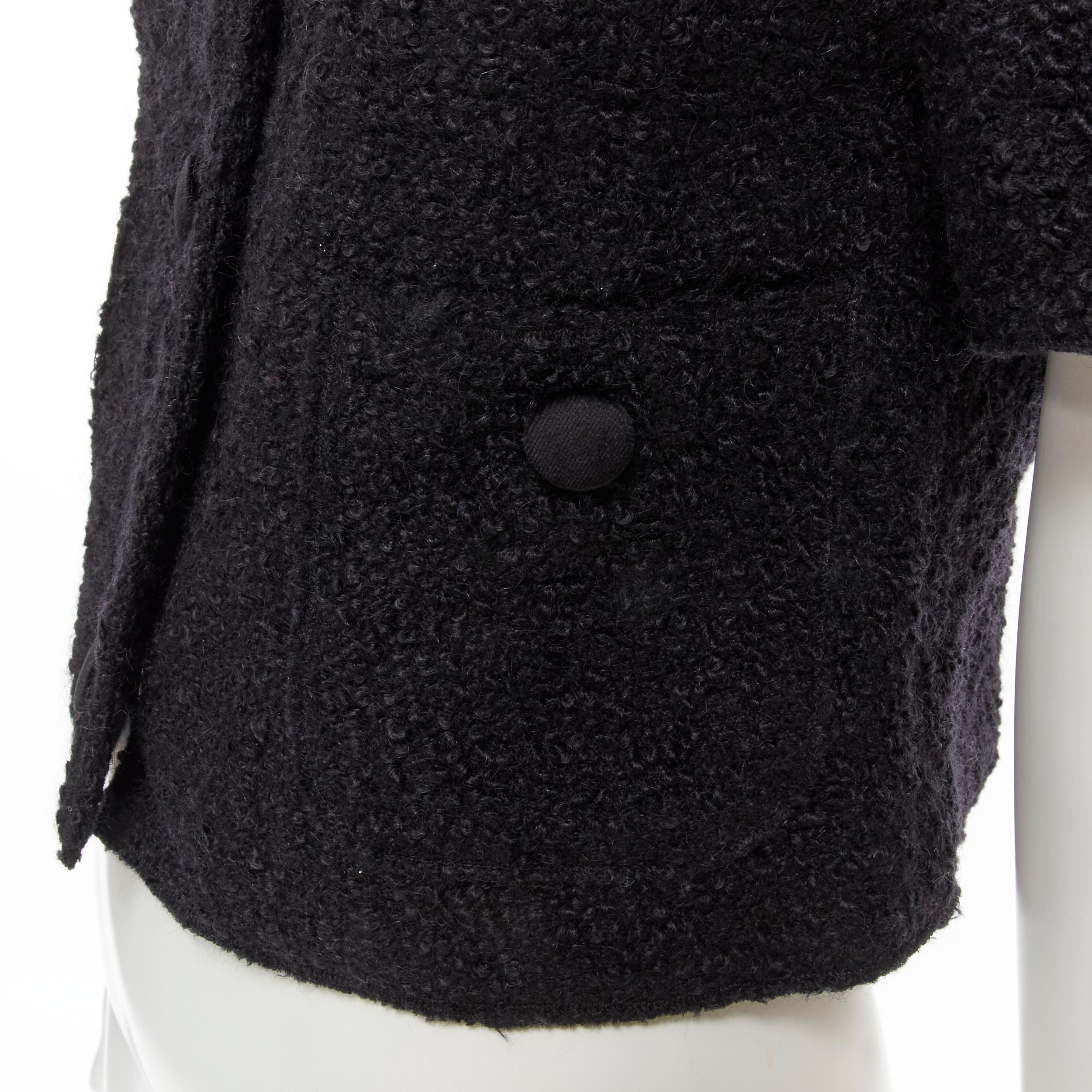 DOLCE GABBANA black wool boucle tweed puff sleeve short jacket IT36 XS 1