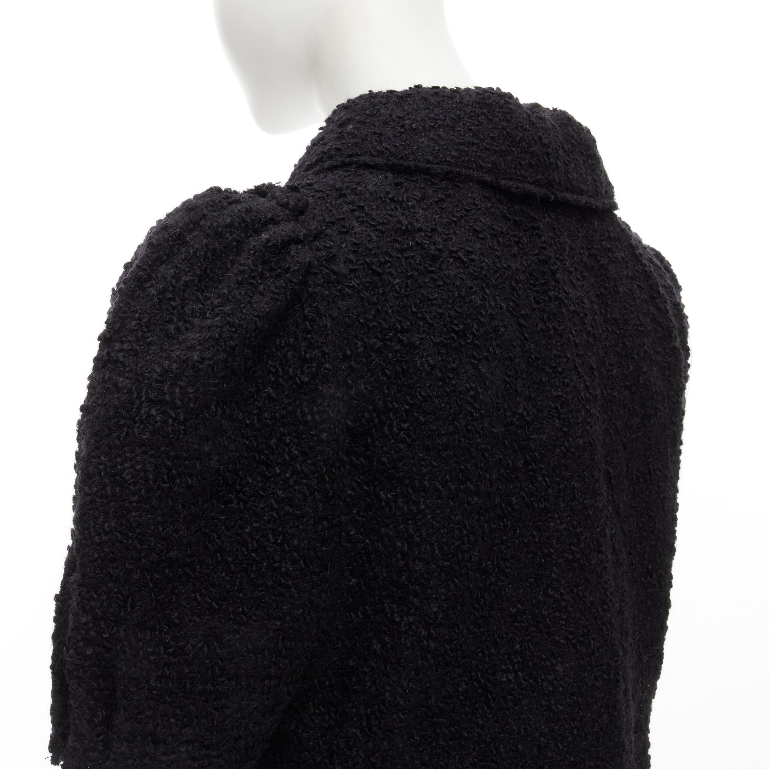 DOLCE GABBANA black wool boucle tweed puff sleeve short jacket IT36 XS 2