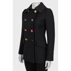 Dolce & Gabbana Black Wool Coat with Crystal Buttons Sz.38/XS