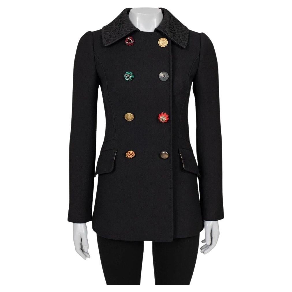Dolce
Gabbana Black Wool Coat with Crystal Buttons Sz.38/XS