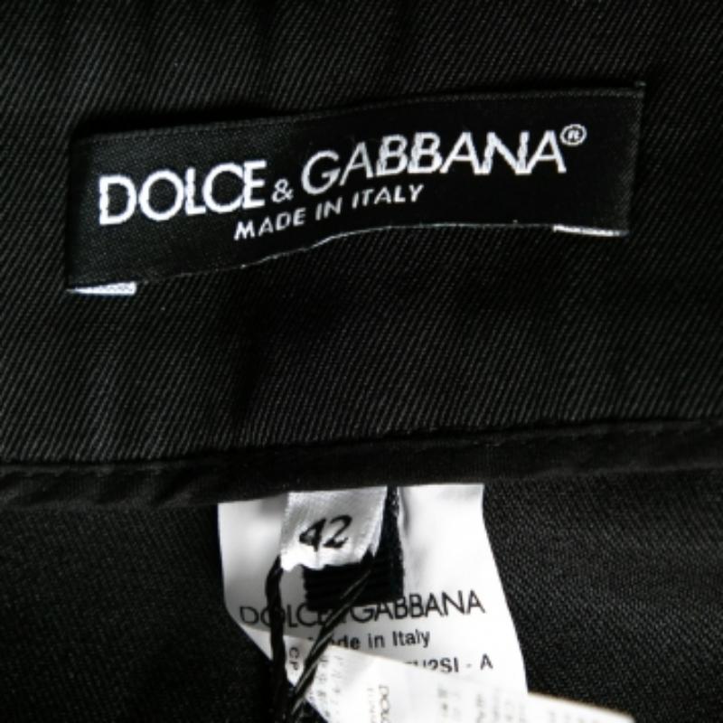 Dolce & Gabbana Schwarze Hose mit Kontrastbesatz aus Wolle M im Zustand „Gut“ im Angebot in Dubai, Al Qouz 2