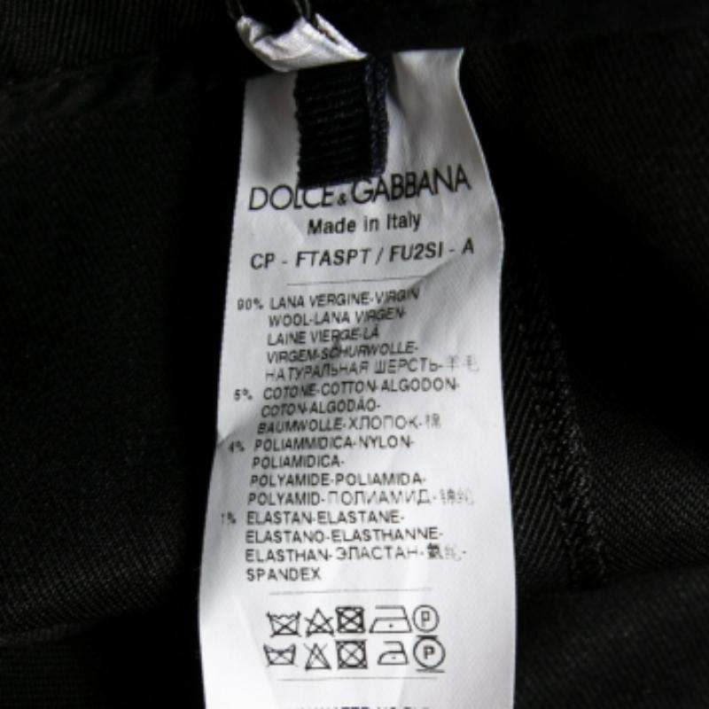 Dolce & Gabbana Schwarze Hose mit Kontrastbesatz aus Wolle M im Angebot 1