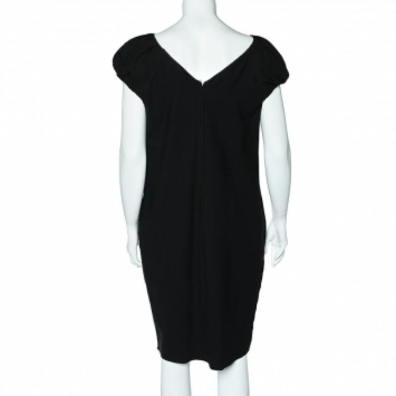 Dolce & Gabbana Black Wool Crepe Pleated Sleeve Midi Dress M In Good Condition For Sale In Dubai, Al Qouz 2