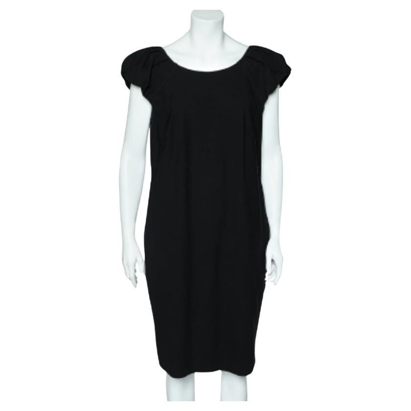 Dolce & Gabbana Black Wool Crepe Pleated Sleeve Midi Dress M For Sale