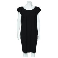 Dolce & Gabbana Black Wool Crepe Pleated Sleeve Midi Dress M