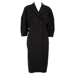 Dolce & Gabbana Black Wool Double-Breast Long Coat Size XXL