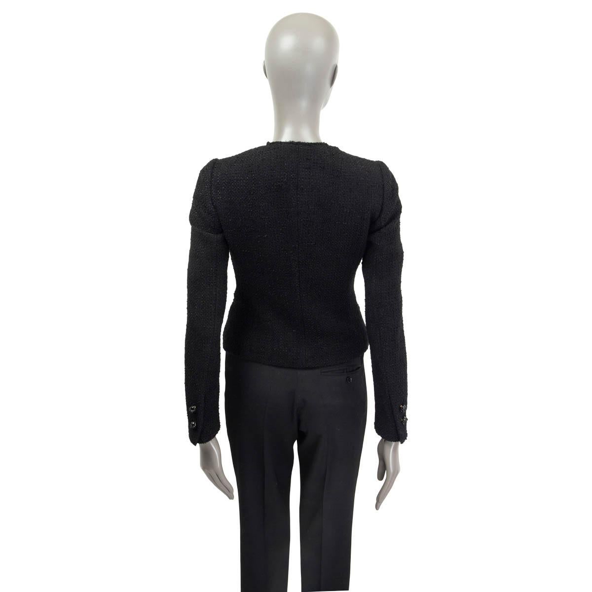 DOLCE & GABBANA black wool DOUBLE BREASTED TWEED Jacket 38 XS In Excellent Condition For Sale In Zürich, CH