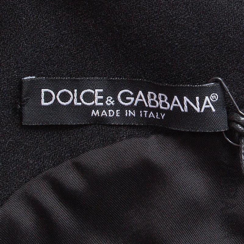 DOLCE & GABBANA black wool EMBELLISHED Cocktail Dress 40 In Excellent Condition In Zürich, CH