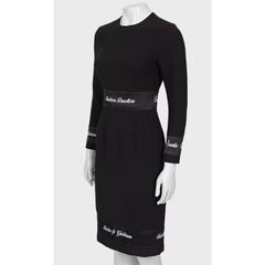 Dolce & Gabbana Black Wool Embroidered Midi Dress Sz36/XXS
