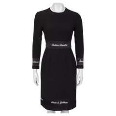 Dolce & Gabbana - Vestito midi ricamato in lana nera Sz36/XXS