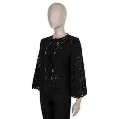 DOLCE & GABBANA black wool FLORAL EMBROIDERED LACE Jacket 40 S