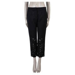 DOLCE & GABBANA black wool FLORAL EMBROIDERED LACE Pants 40 S
