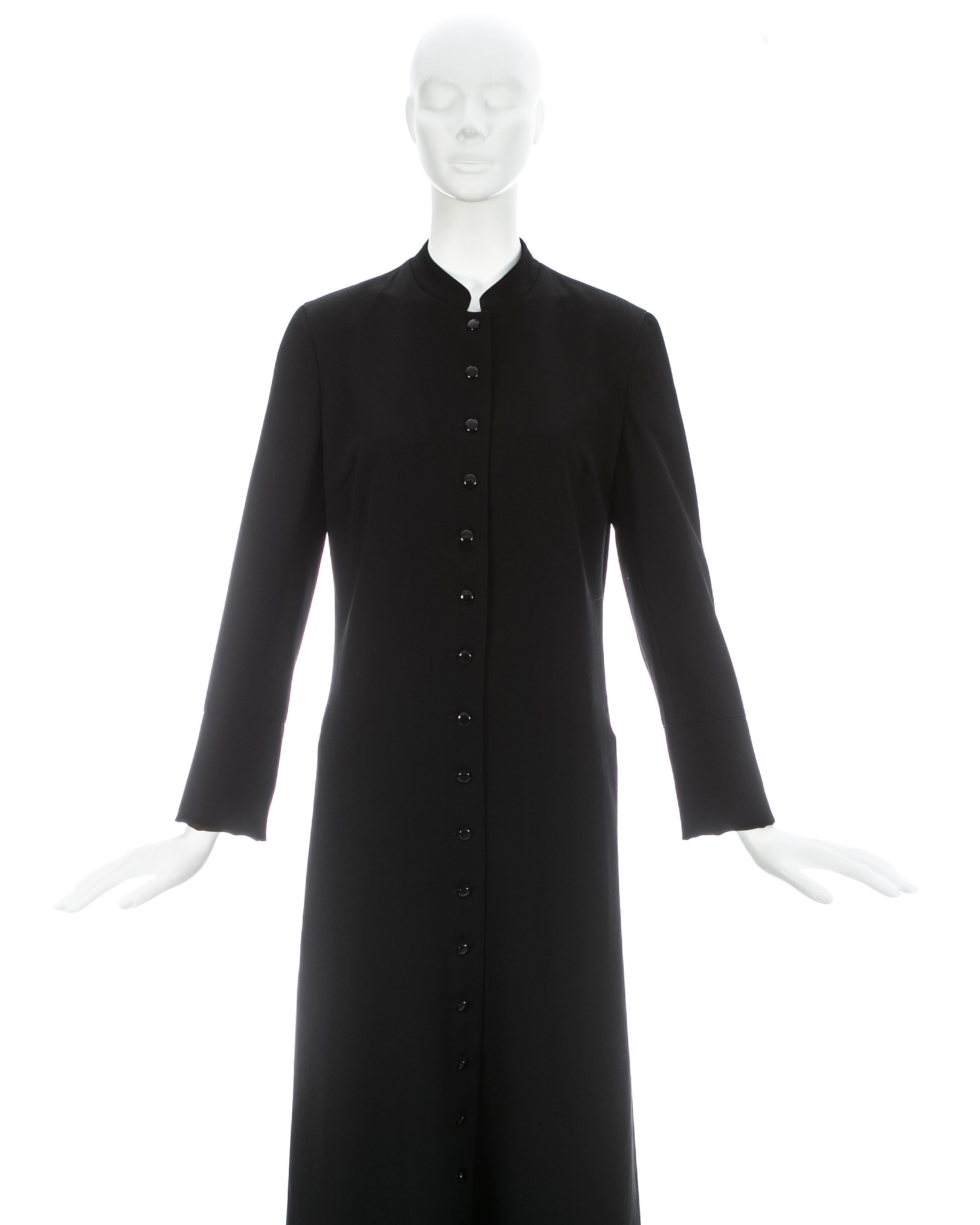 Dolce & Gabbana black wool full length button-up priest coat, fw 1997 1