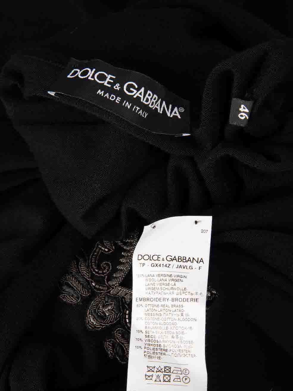 Women's Dolce & Gabbana Black Wool Logo Patch Jumper Size XL For Sale