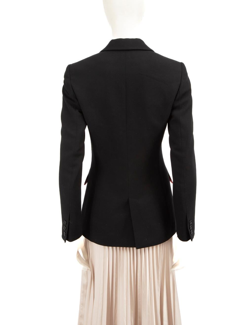 Dolce & Gabbana Black Wool Mid Length Blazer Size XS In Good Condition For Sale In London, GB