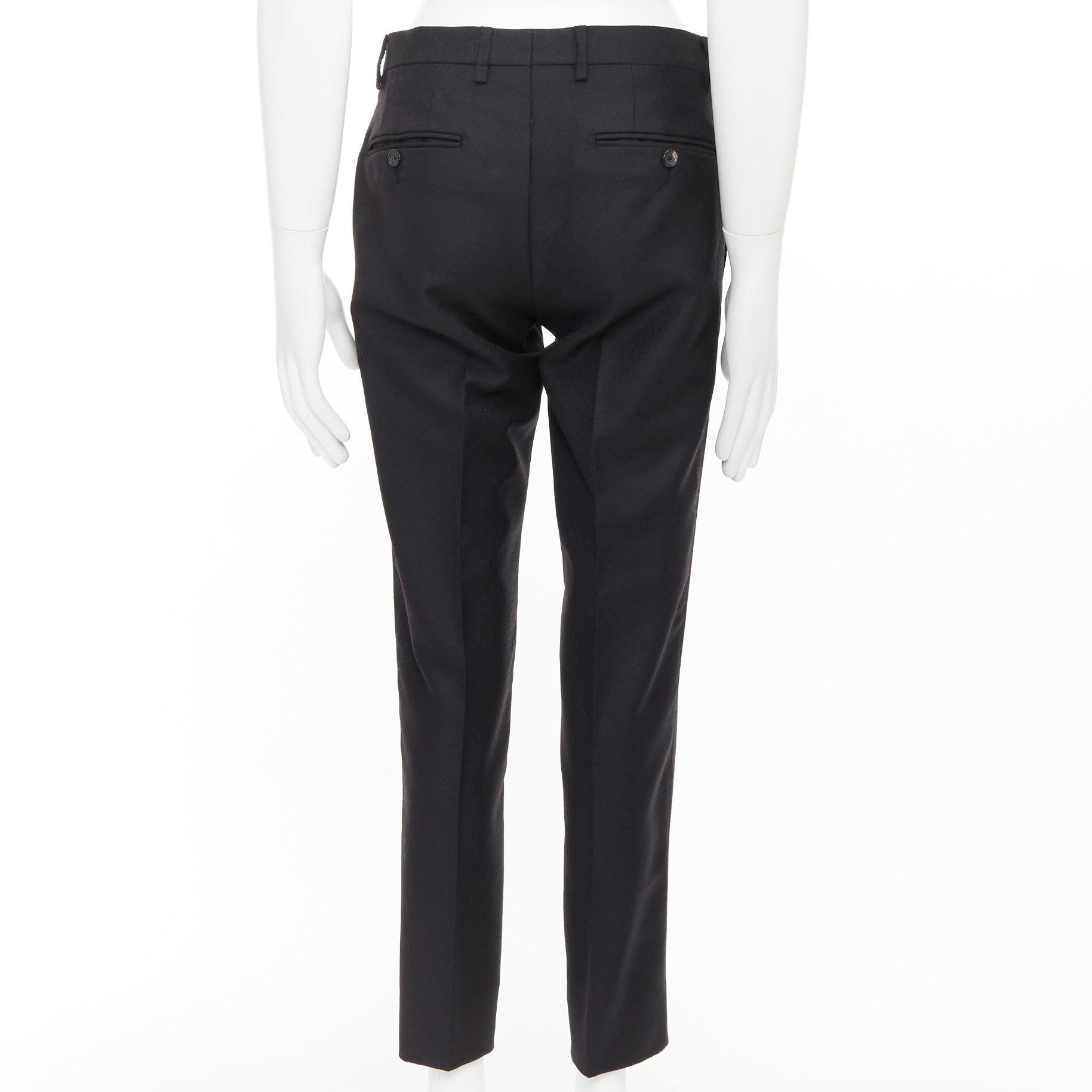 Men's DOLCE GABBANA black wool mohair scaled pattern jacquard cropped trousers IT44 XS For Sale