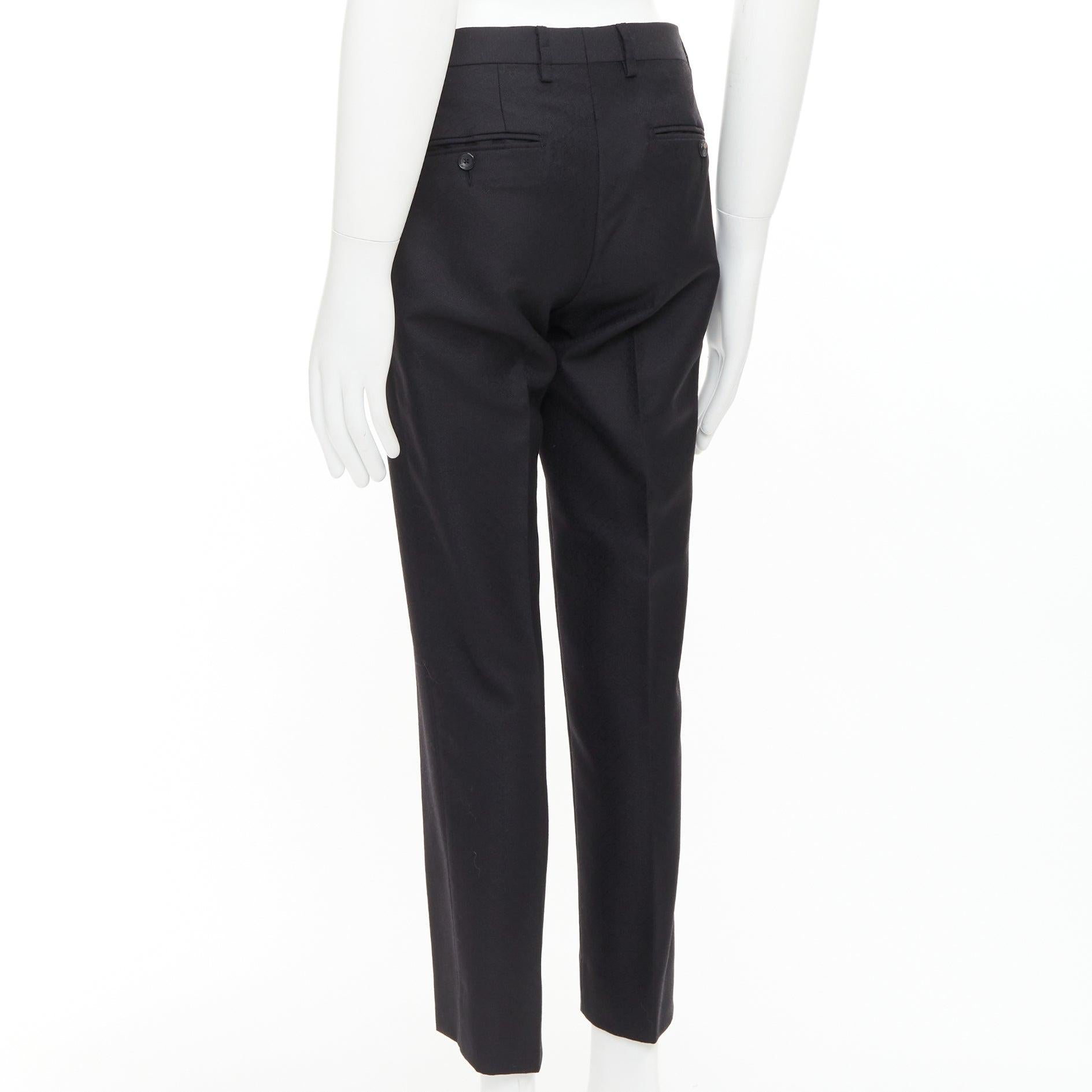 DOLCE GABBANA black wool mohair scaled pattern jacquard cropped trousers IT44 XS For Sale 1