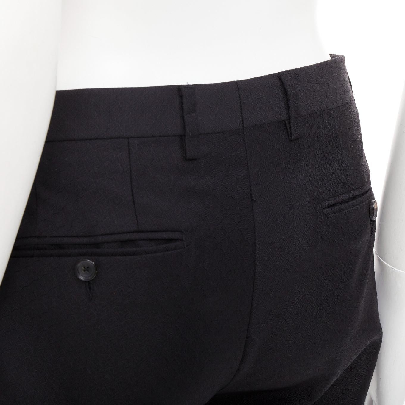 DOLCE GABBANA black wool mohair scaled pattern jacquard cropped trousers IT44 XS For Sale 2