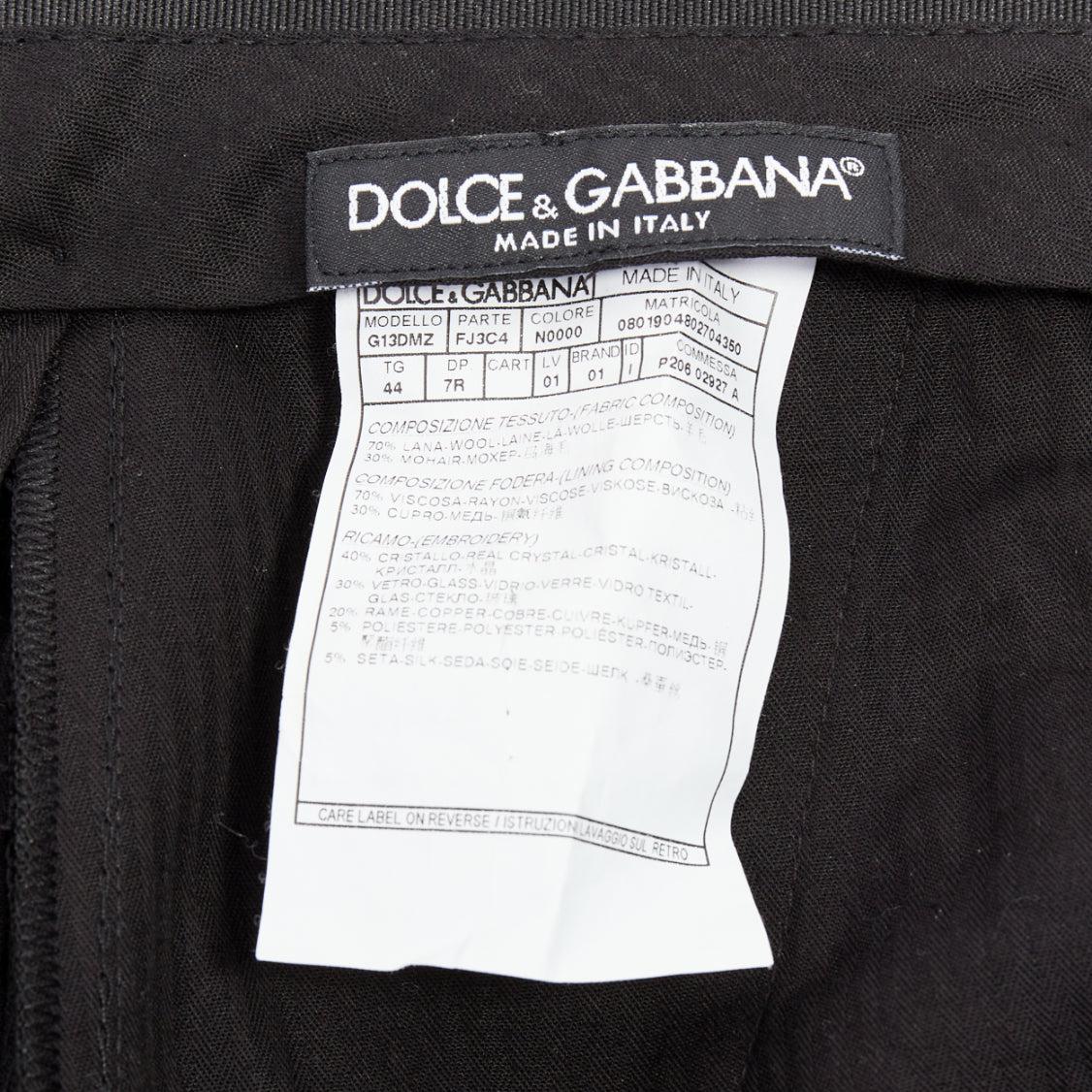 DOLCE GABBANA black wool mohair scaled pattern jacquard cropped trousers IT44 XS For Sale 3
