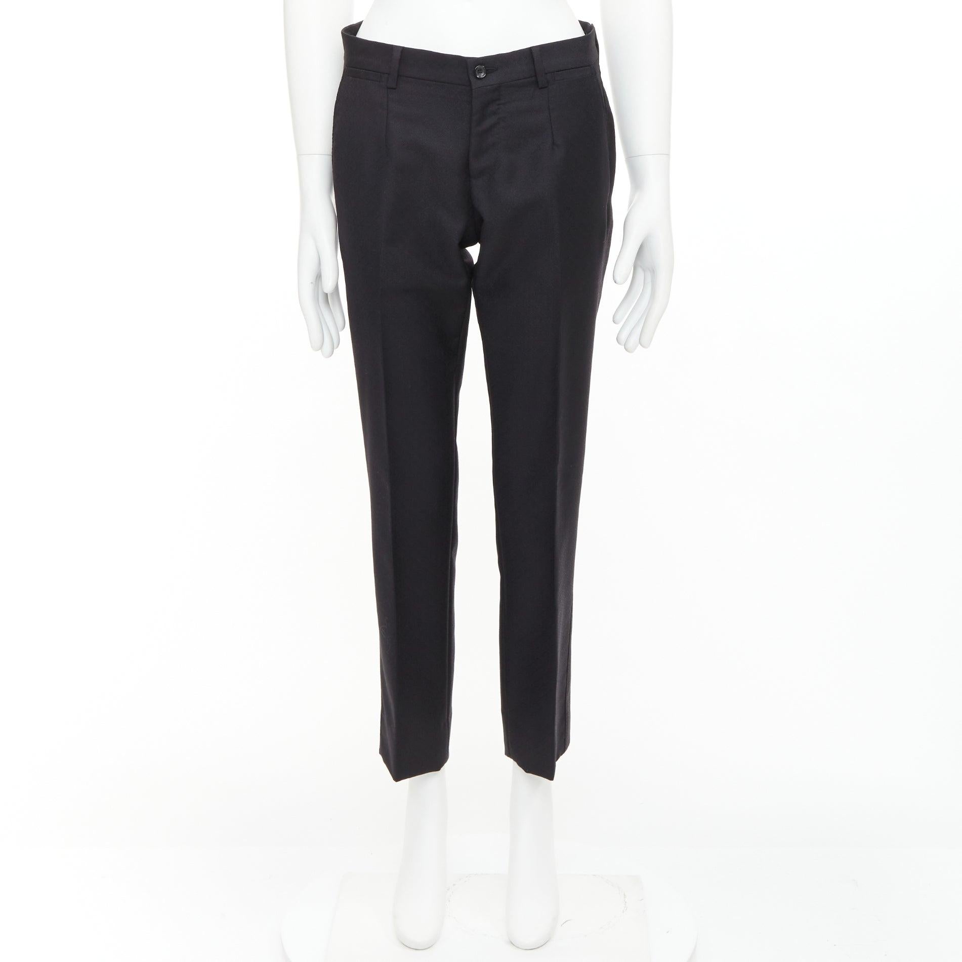 DOLCE GABBANA black wool mohair scaled pattern jacquard cropped trousers IT44 XS For Sale 4