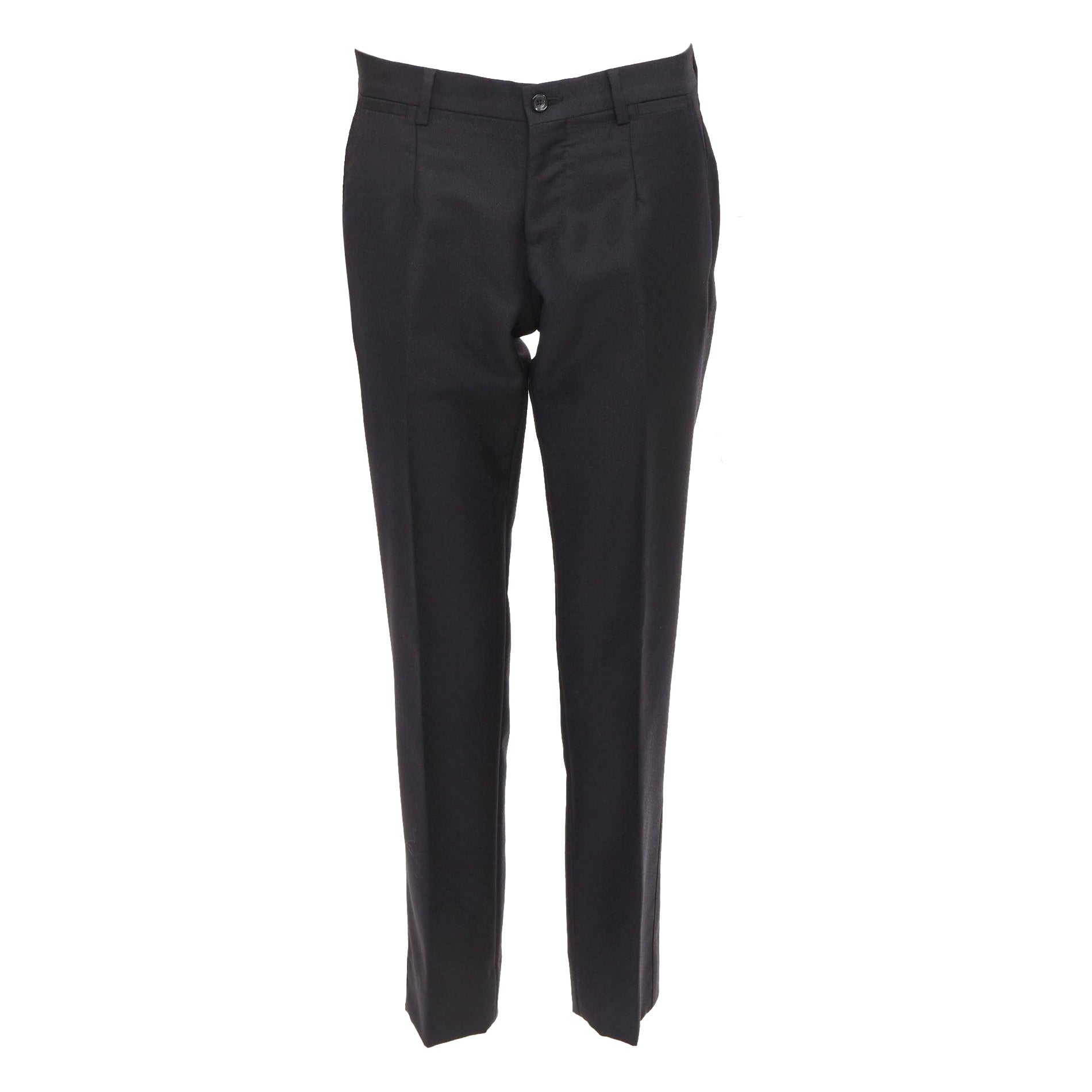 DOLCE GABBANA black wool mohair scaled pattern jacquard cropped trousers IT44 XS